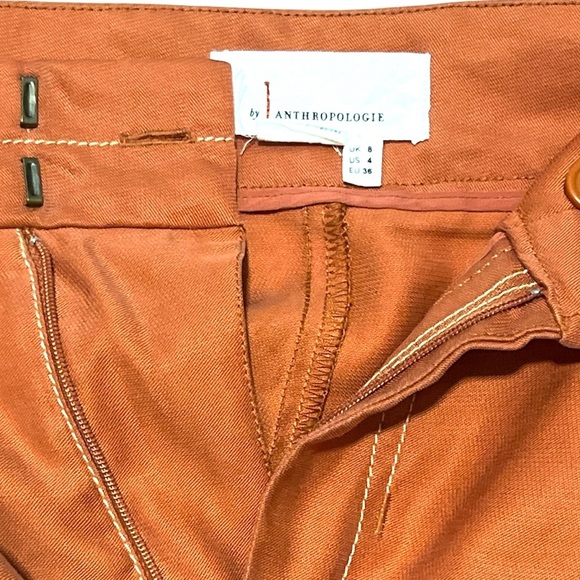 Anthropology Vibrant Orange High-Waisted, Pleated Wide-Leg Pants. 4 - Picture 6 of 7